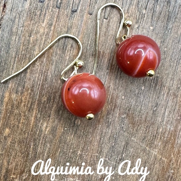 Alquimia Red and Gold Earrings carnelian - Picture 1 of 1